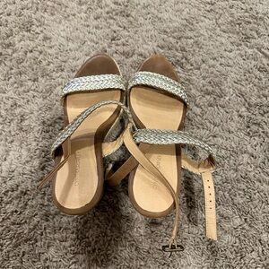 Cynthia Rowley gold wedges- size 8- women’s braided metallic sandals